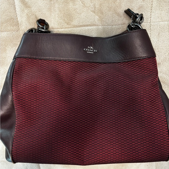 Coach Burgundy and Dark Brown Tote - Picture 1 of 5